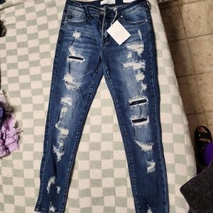 KanCan Ripped Dark Blue Skinny Jeans